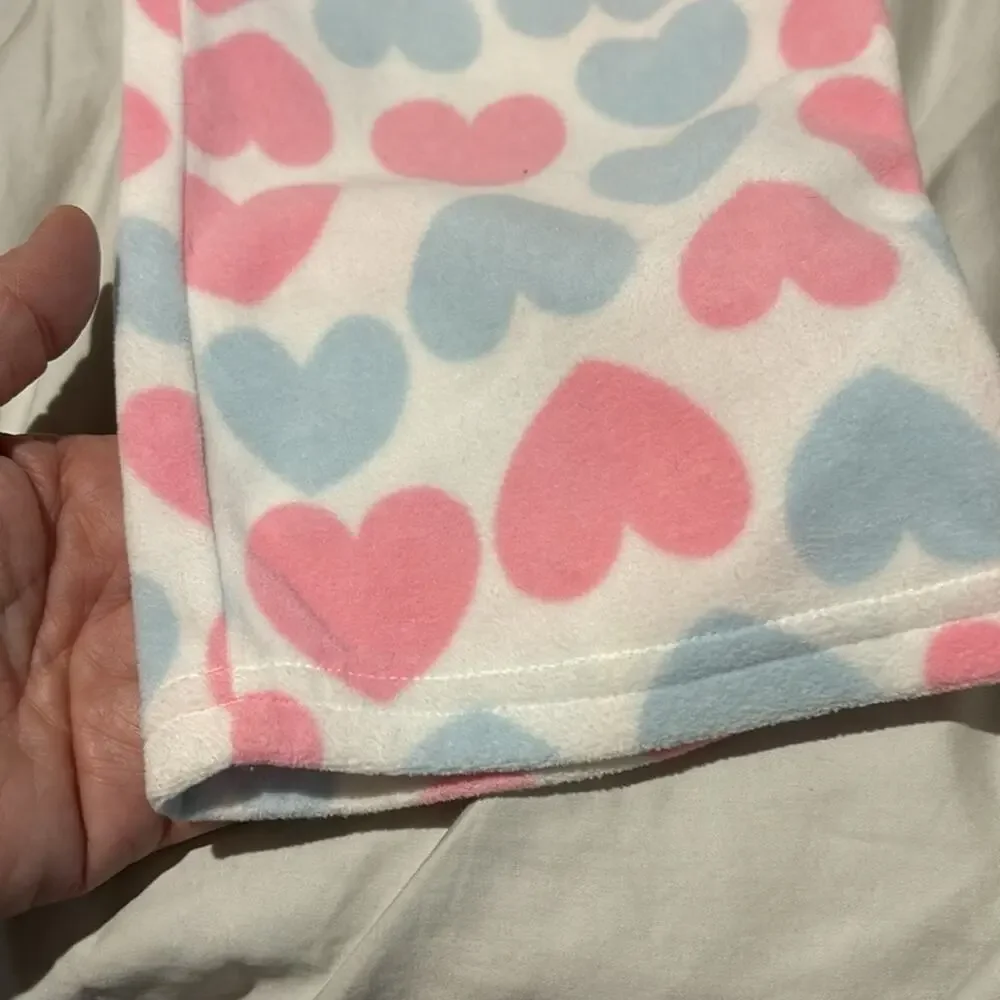 Carters 6 white elastic waist straight leg pink blue heart pajama bottom euc